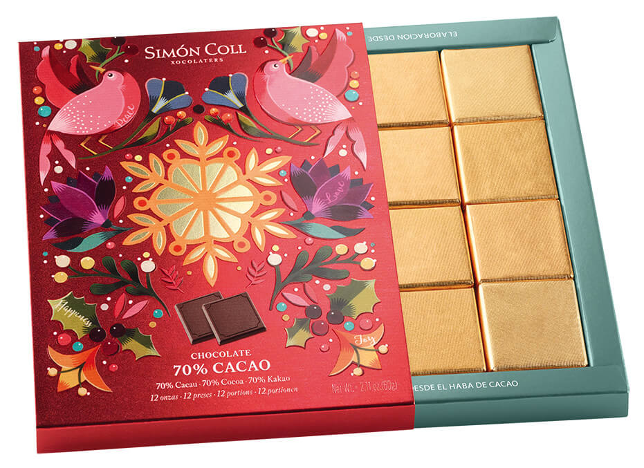 Marco Napolitain 70% Cacao, tabletas de chocolate negro 70%, Simon Coll - 60g - embalar Marco Napolitain 70% Cacao, tabletas de chocolate negro 70%, Simon Coll - 60g - embalar
