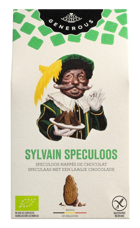 Sylvain Speculoos Zwarte Piet, biologico, pasticcini speculoos, senza glutine, biologico, generoso - 140 g - pacchetto