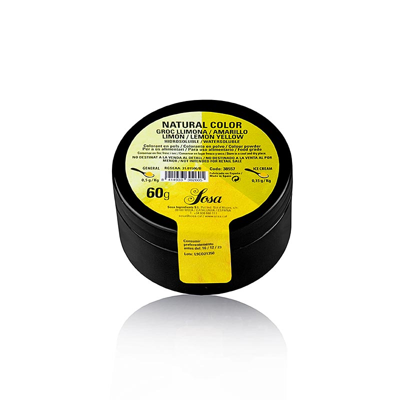 Pewarna makanan Sosa alami, bubuk, kuning lemon, larut dalam air - 60 gram - Bisa Pewarna makanan Sosa alami, bubuk, kuning lemon, larut dalam air - 60 gram - Bisa
