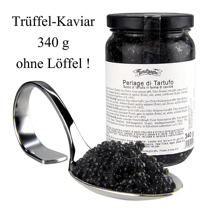 Trüffel-Kaviar - Perlage di Tartufo, aus Wintertrüffelsaft, Tartuflanghe - 340 g - Glas Trüffel-Kaviar - Perlage di Tartufo, aus Wintertrüffelsaft, Tartuflanghe - 340 g - Glas