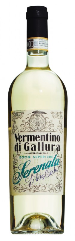 Vermentino di Gallura DOCG Superiore, valkoviini, Silvio Carta - 0,75 l - Pullo