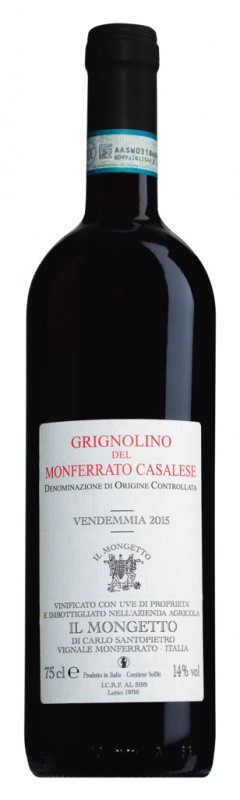 Grignolino del Monferrato DOC Casalese 2018, vinho tinto, aco, Il Mongetto - 0,75 litros - Garrafa