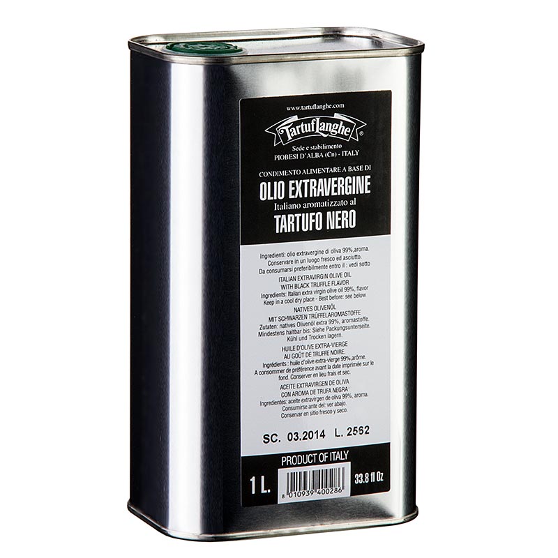 Natives Olivenöl Extra mit schwarzem Trüffel-Aroma (Trüffelöl), Tartuflanghe - 1 l - Kanister