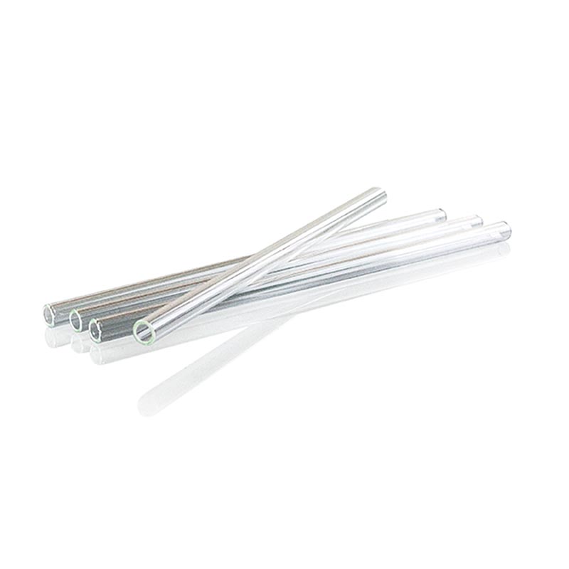 Cannucce in vetro (borosilicato), dritte, Ø8 mm (parete 1,1 mm), 21 cm - 10 pezzi - borsa Cannucce in vetro (borosilicato), dritte, Ø8 mm (parete 1,1 mm), 21 cm - 10 pezzi - borsa