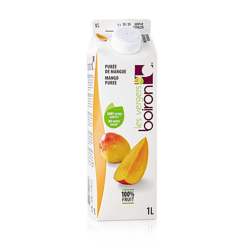 Pure de manga Boiron, pasteurizado, 100% fruta - 1 litro - Pacote Tetra