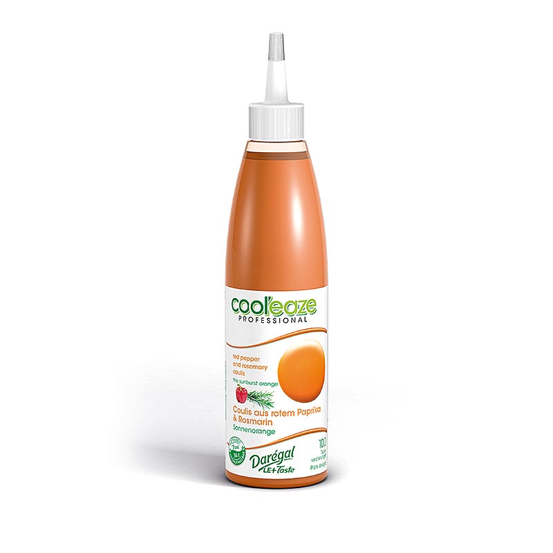 Coulis laranja ensolarada, feito de pimenta vermelha + alecrim, DAREGAL - 240g - Garrafa PE