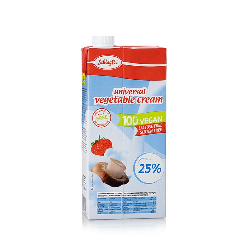 Panna da montare universale, 25% di grassi, vegana, Schlagfix - 1 litro - Confezione tetra