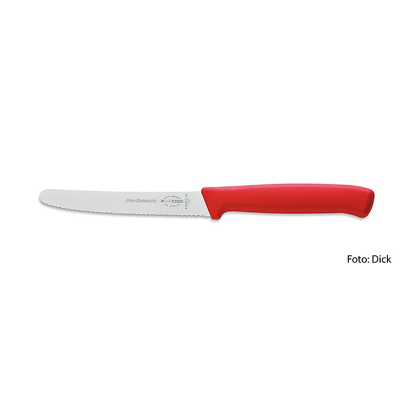 Ganivet d`us, amb vora dentada, vermell, 11cm, GRUIX - 1 peca - Solta