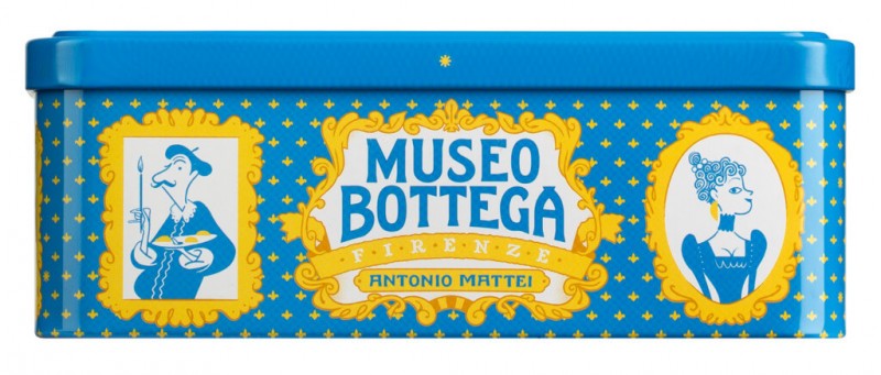 Cantuccini La Mattonella, Lattina Edizione Speziale, kue almond Tuscan, kotak perhiasan retro, Mattei - 300 gram - Bisa