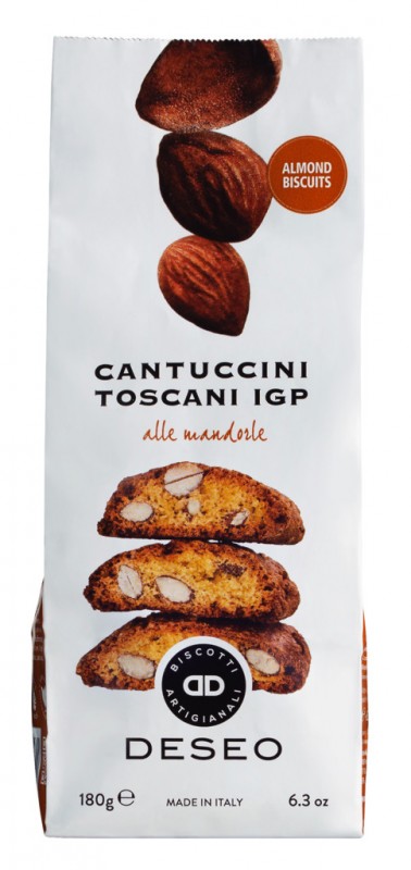 Cantuccini Toscani IGP semuanya Mandorle, Cantuccini dengan almond, Deseo - 180 gram - tas