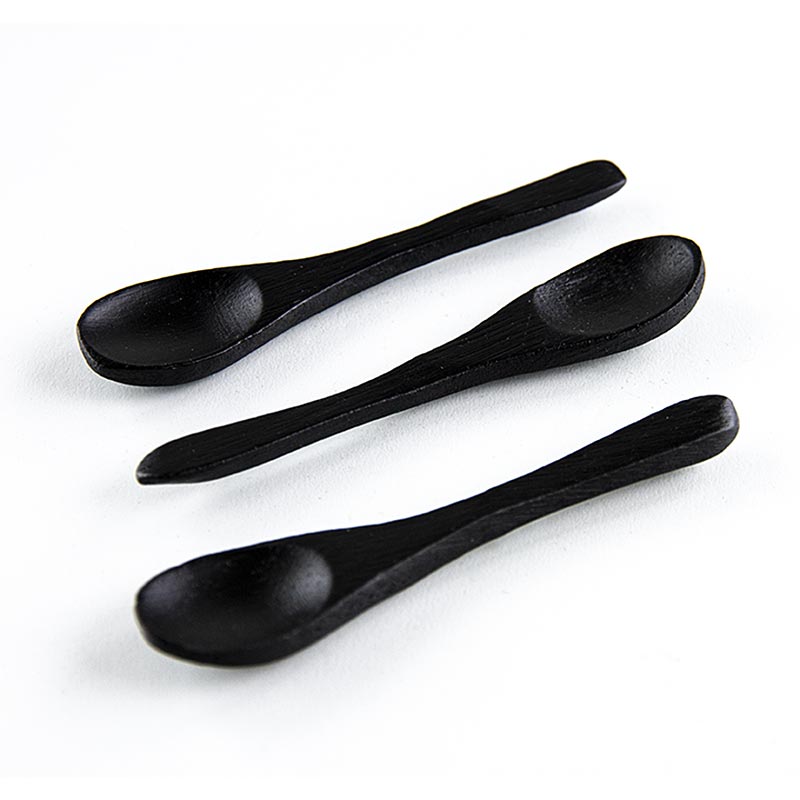 Cuchara de cafe reutilizable de bambu, negra, 9 cm, apta para lavavajillas - 10 piezas - frustrar