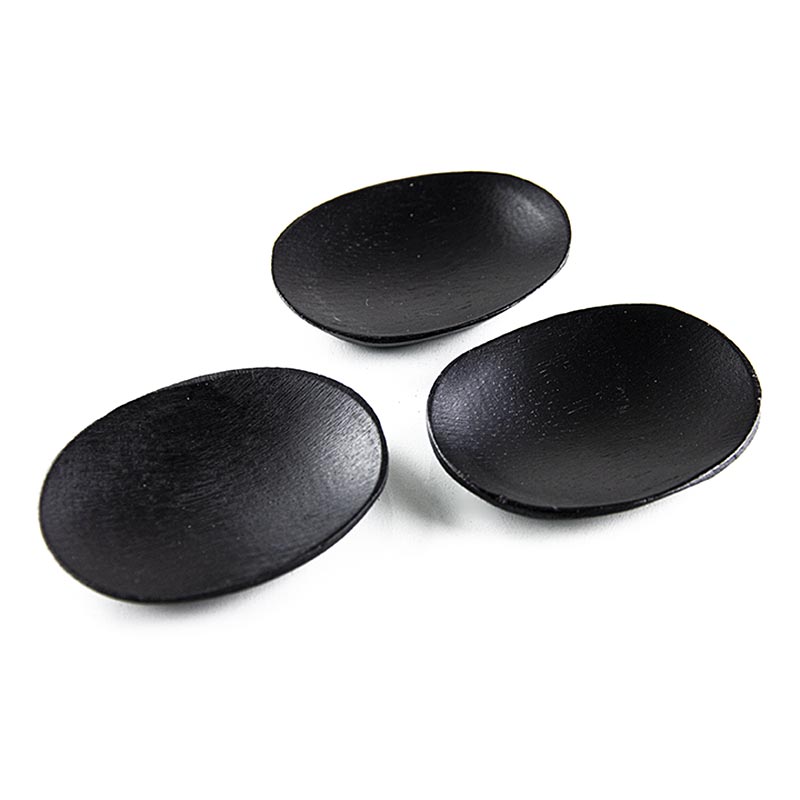 Bol de bambu reutilitzable negre, oval, 7,7 x 6,3 cm, apte per a rentavaixelles - 25 peces - paper d`alumini