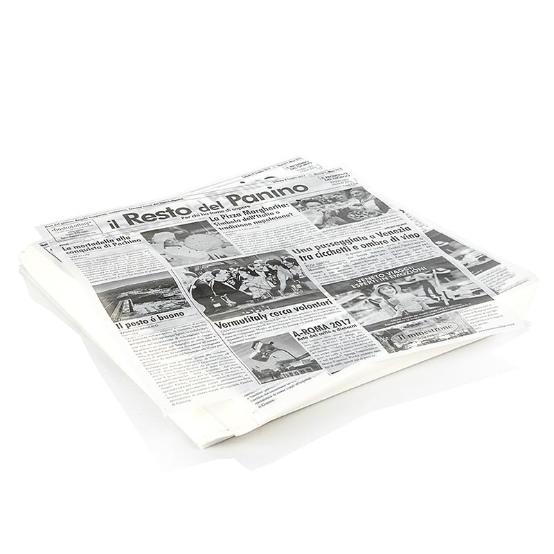 Carta da snack usa e getta con stampa di giornale, circa 290 x 300 mm, il resto della padella - 500 fogli - Foglio