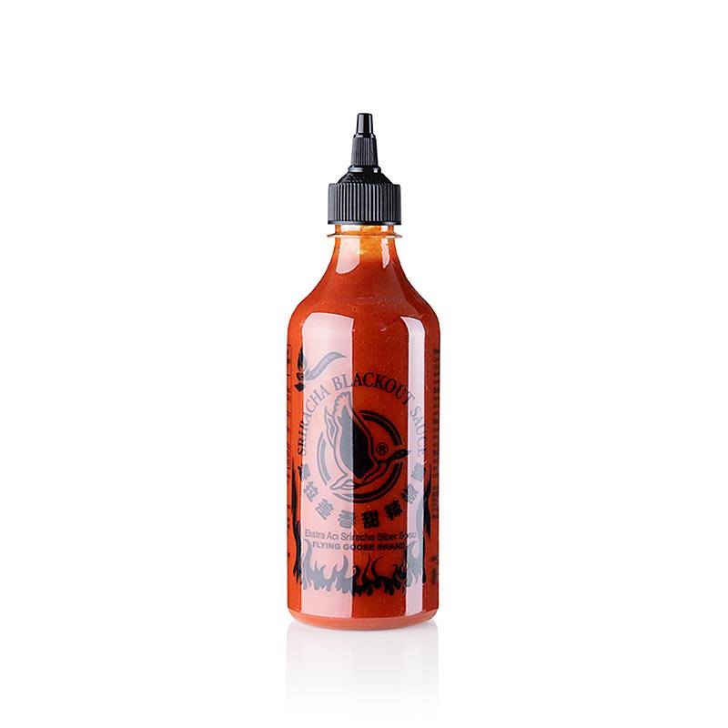 Chilisaus - Sriracha, Brutally Hot, Blackout, Flying Goose - 455 ml - PE flaske