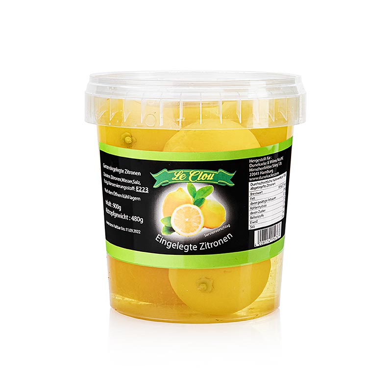 Limones enteros encurtidos, salados - 900g - cubo de pe