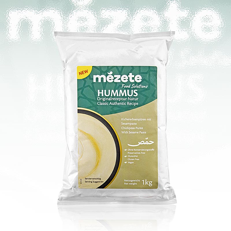 Hummus Classic, pure de grao de bico com pasta de gergelim, mezete - 1 kg - Concha PE Hummus Classic, pure de grao de bico com pasta de gergelim, mezete - 1 kg - Concha PE