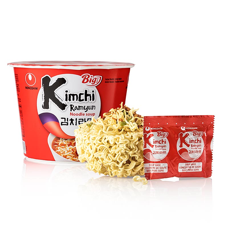 Noodles istantanei Ramyun Kimchi Big Bowl, piccanti, Nong Shim - 112 g - pacchetto