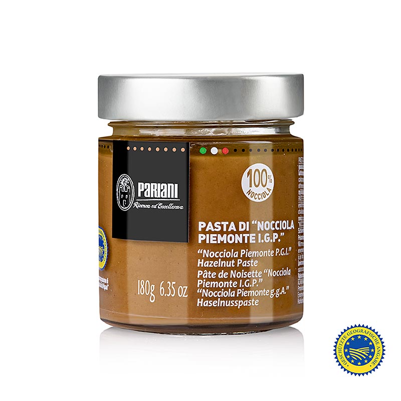 Pasta de avellanas, 100% avellanas del Piamonte, IGP, Pariani - 180g - Vaso