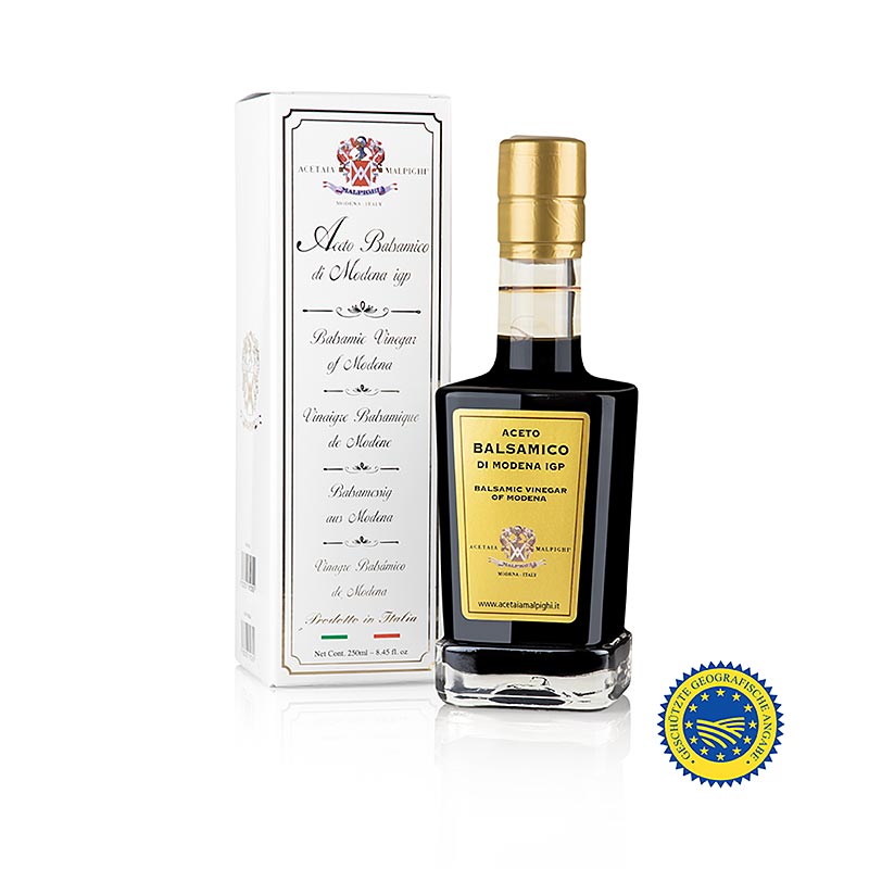 Aceto Balsamico di Modena IGP / IGP, Oro, 15 anni, Malpighi - 250 ml - Bottiglia
