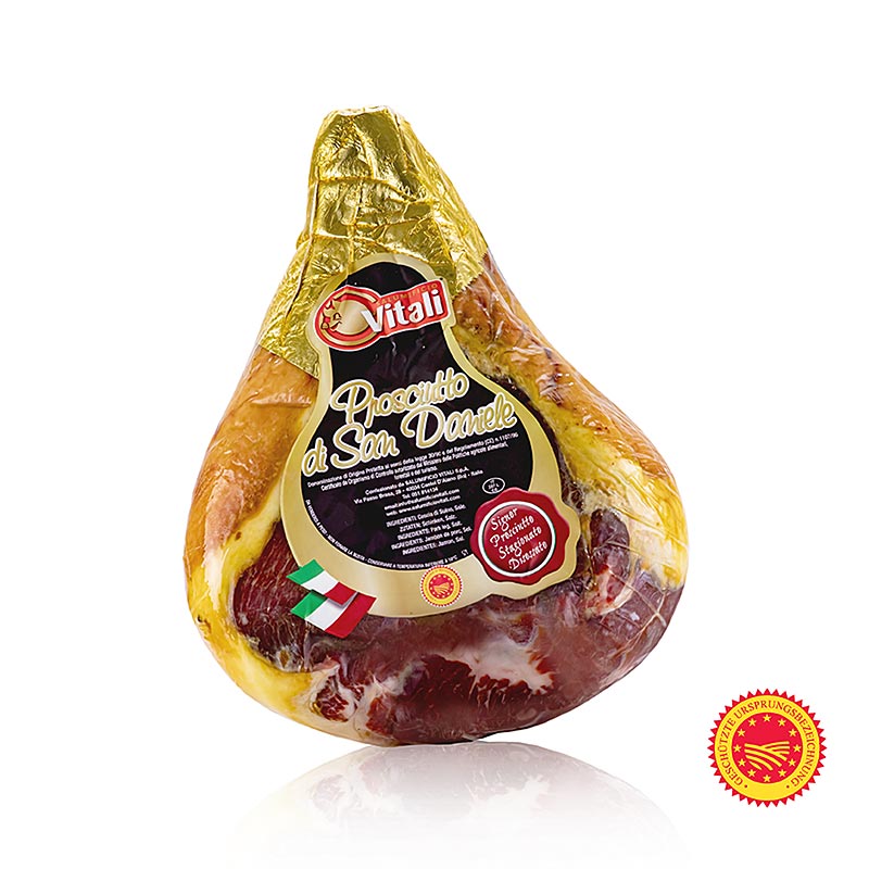 San Daniele skinka, hel, benfri, lagrad i minst 21 manader, SUB, Vitali - ca 8 kg - Vakuum San Daniele skinka, hel, benfri, lagrad i minst 21 manader, SUB, Vitali - ca 8 kg - Vakuum