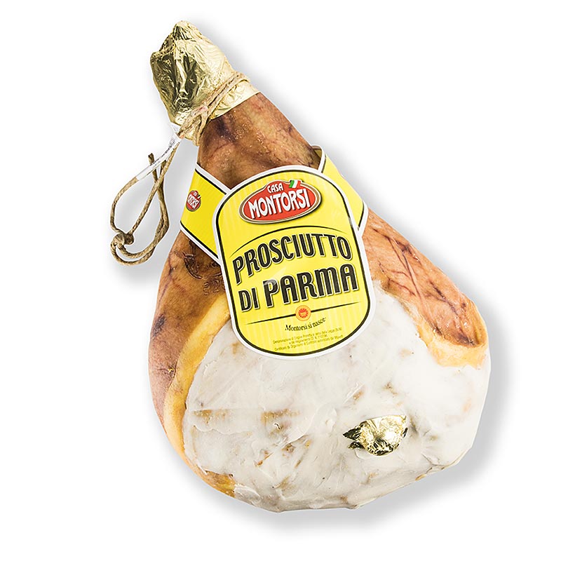 Jamon Montorsi de Parma con hueso DOP, minimo 12 meses - aproximadamente 9 kg - vacio