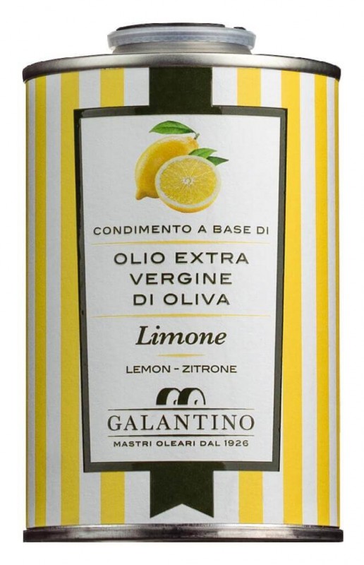 Olio extra virgine di oliva e limone, extra virgin olifuolia medh sitronu, Galantino - 250ml - dos