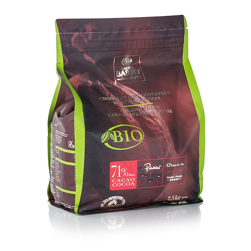 Cacao Barry, Cobertura Oscura, 71% cacao, callets, ecologico - 2,5 kilos - bolsa