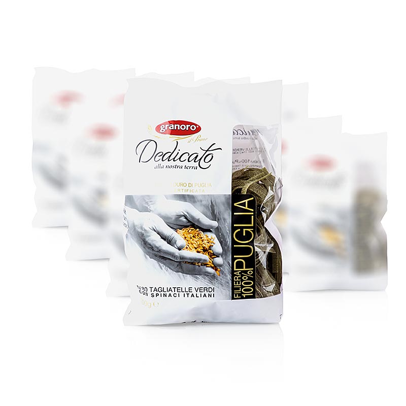 Granoro Dedicato - Tagliatelle Nidi Spinaci, No.80, nidos de pasta con cinta - 6 kg, 12 x 500 g - Cartulina