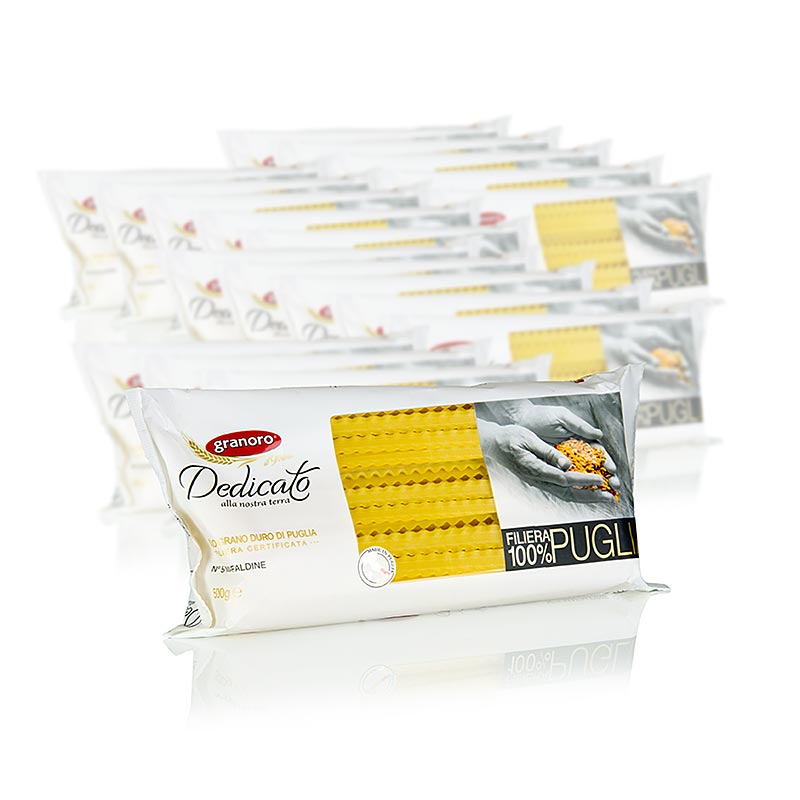 Granoro Dedicato - Mafaldine, tagliatella / giarrettiera a nastro ondulato (10mm), N.5 - 10 kg, 20 confezioni da 500 g - Cartone