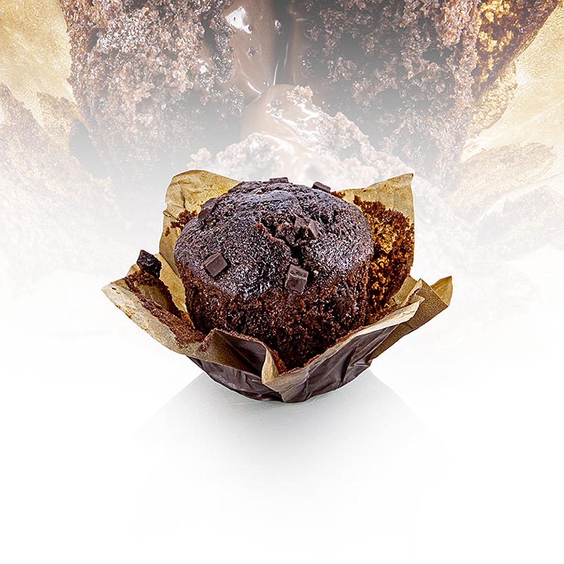 Muffins, triple chocolate, rellenos, postre - 2,1 kg, 20 x 105 g - Cartulina