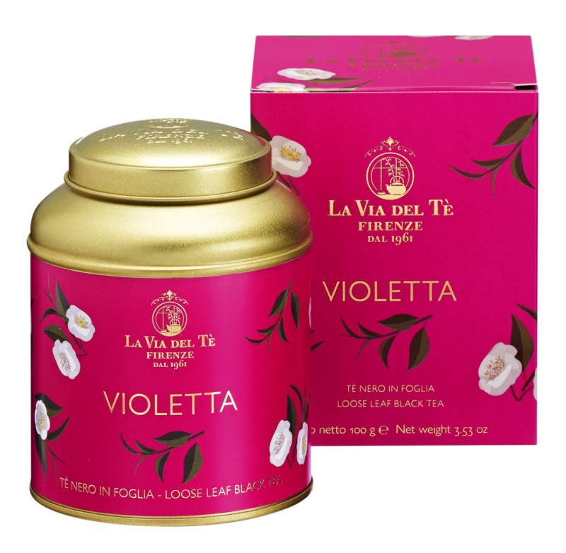 Violetta, musta tee vadelmilla ja kukkasekoituksella, La Via del Te - 100 g - voi