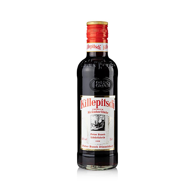 Killepitsch, licor d`herbes, 42% vol., fabrica de licors Peter Busch - 350 ml - Ampolla