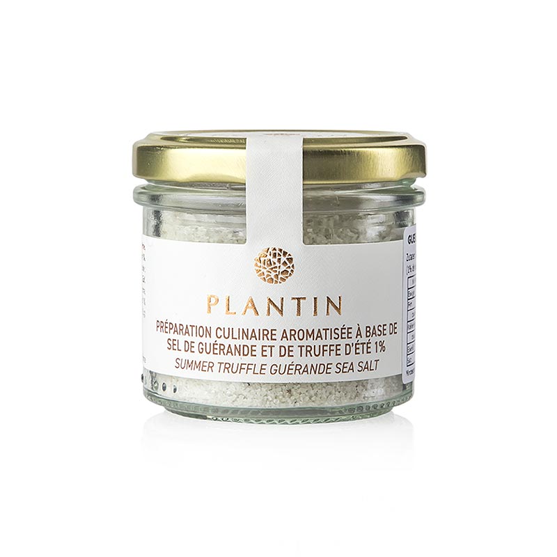 Garam truffle, garam laut Guerande dengan truffle musim panas, Plantin - 100 gram - Kaca