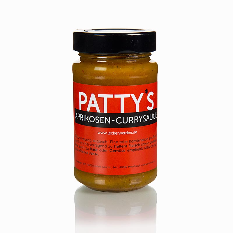 Patrick Jabsin luoma Patty`s Apricot Curry -kastike - 225 ml - Lasi