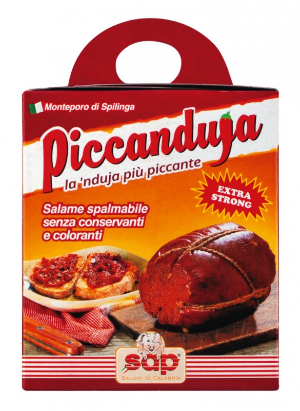 Piccanduja, salame de porco picante, salumificio F.lli Pugliese - 250g - Pedaco