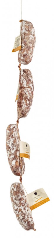 Salame fresco al tartufo, piccolo, salame com aroma de trufas, Cascina Stella - aproximadamente 250g - kg Salame fresco al tartufo, piccolo, salame com aroma de trufas, Cascina Stella - aproximadamente 250g - kg