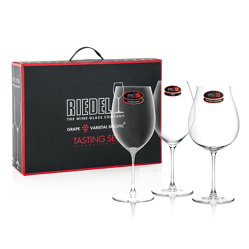 Riedel Veritas Glass - Tasting Set Red Wine (5449 / 74), lahjapakkauksessa - 3 palaa - Pahvi
