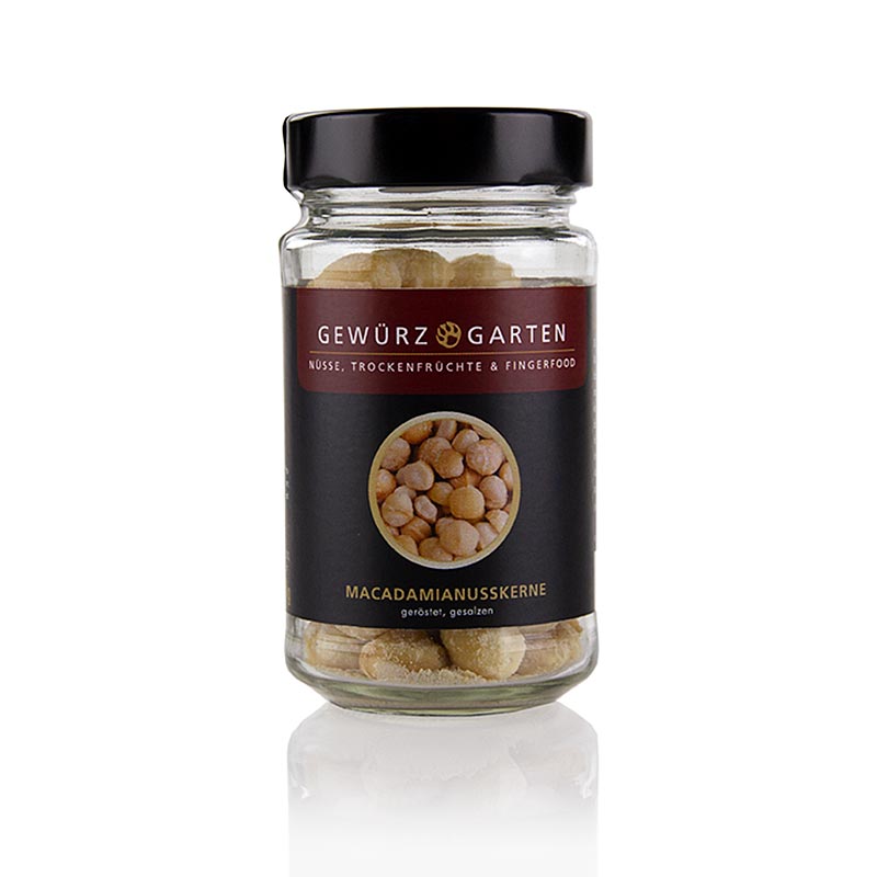 Kacang Spice Garden Macadamia, utuh, panggang, masin - 110g - kaca Kacang Spice Garden Macadamia, utuh, panggang, masin - 110g - kaca