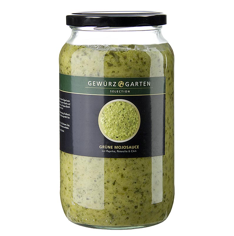 Salca e gjelber Mojo e Spice Garden, me piper zile, djeges dhe majdanoz me gjethe - 900 ml - Xhami