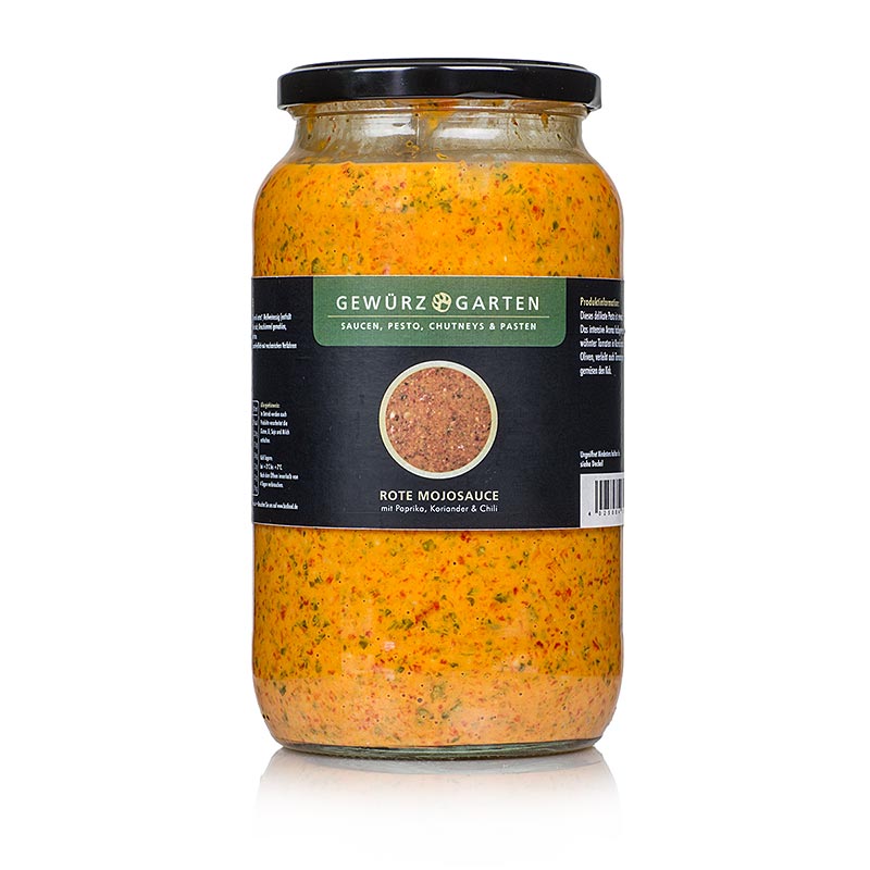 Salsa Mojo Rojo Spice Garden, con pimientos, chile y cilantro - 900ml - Vaso