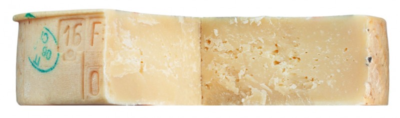 Montasio DOP, stagionato oltre di 18 mesi, queso semiduro elaborado con leche de vaca, madurado durante mas de 18 meses, Pezzetta - aproximadamente 5,8 kg - kg