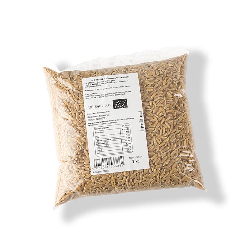 Trigo KAMUT® Khorasan, grano entero, integral, organico - 1 kg - bolsa