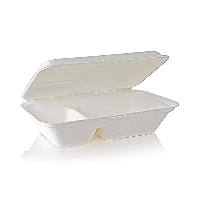 Caja para comida Take Away Naturesse, tapa abatible, 2 compartimentos, 249x162x63mm - 50 piezas - bolsa