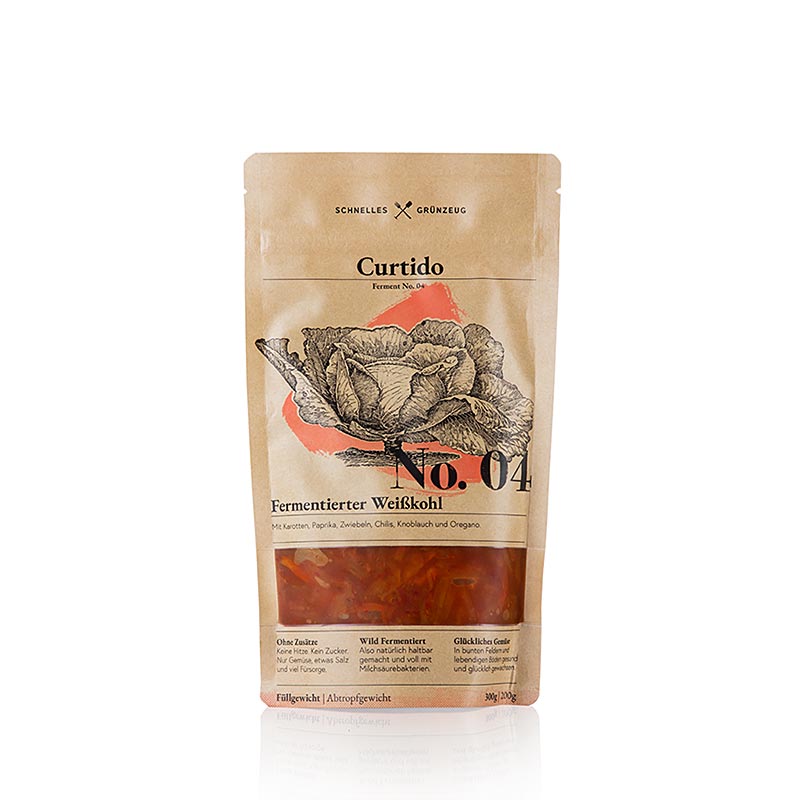 Verdure veloci - Curtido (cavolo bianco fermentato con peperoni e peperoncino) - 330 g - borsa