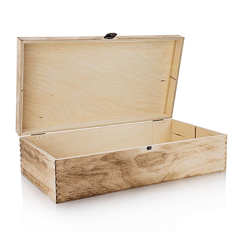 Caja regalo vino caja de madera flameada, caja regalo de 2, 370x185x98mm - 1 pieza - Perder