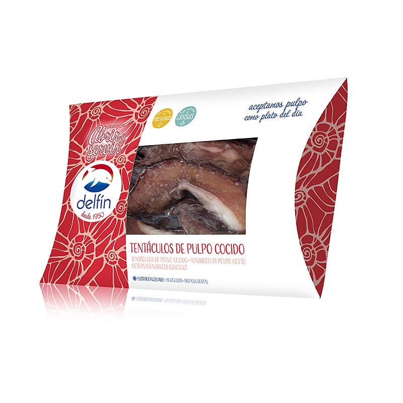 Brazos de pulpo (tentaculos de pulpa), cocidos, 3-5 piezas, delfin - 400g - Cartulina