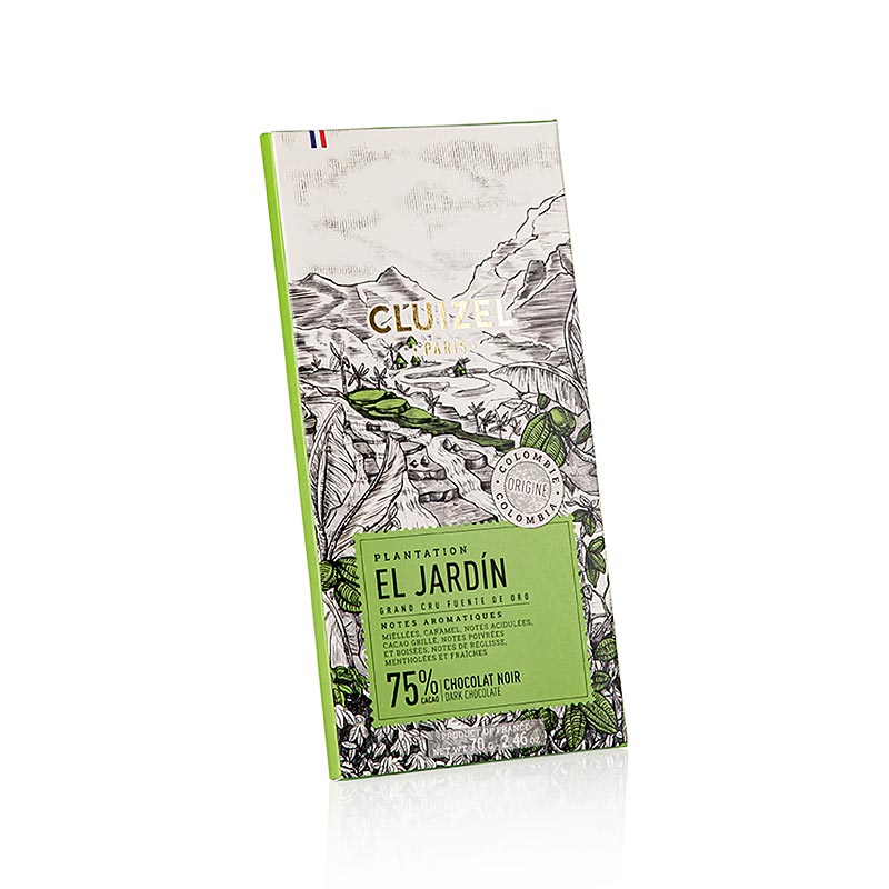 Barra de chocolate Plantation El Jardin, 75% amargo, Michel Cluizel (12105) - 70g - caixa