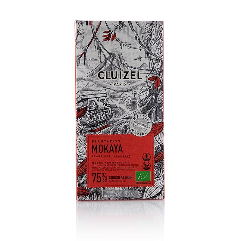 Tavoletta di cioccolato Plantation Mokaya 75% amaro, Michel Cluizel, biologico - 70 g - scatola