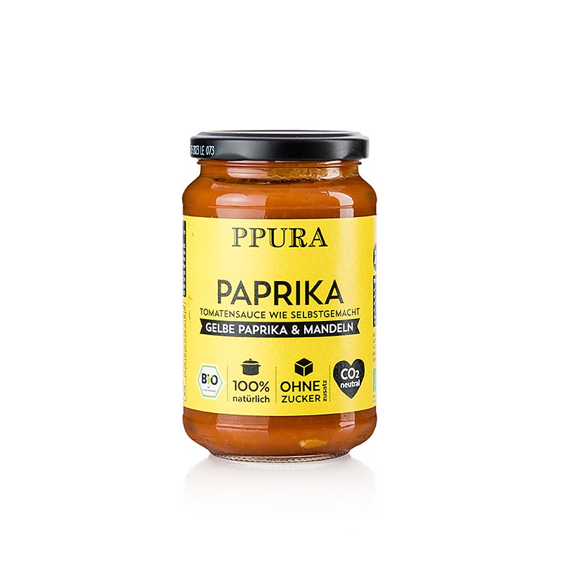 Ppura Sugo Paprika - dengan paprika kuning dan almond, organik - 340 gram - Botol