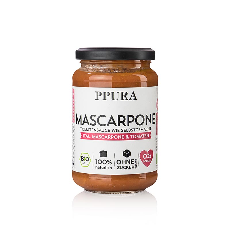 Ppura Sugo Mascarpone - med mascarpone og tomater, oekologisk - 340 g - Flaske